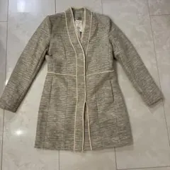 H&M ツイードロングコート ベージュ　34のサムネイル