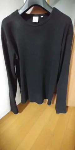 AVIREXリブ 長袖 クルーネック Tシャツ デイリーウェア　ブラック