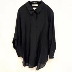 LAGLAIA シアーシャツ 黒 ロング丈 バックリボン
