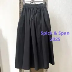 スピックアンドスパン　CO/PE 撥水ギャザースカート　36 ブラック