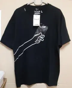 【値下げ】手のイラスト付き ブラック Tシャツ L SY040