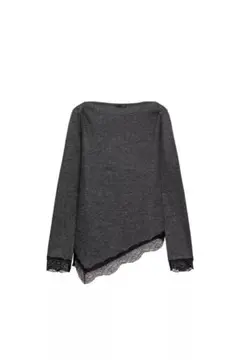 ZARA ダークグレー ソフトレーストップス長袖