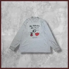 US古着 PORT&COMPANY プリント ロンT 長袖 グレー XLサイズ