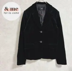 4℃ ヨンドシー　テーラードジャケット　ベルベット　羽織り　ブラック　コットン