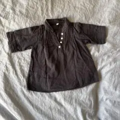 ダークネイビー5-7分袖シャツ 100%コットン