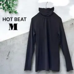 ホットビート [M] 黒 タートルネック 重ね着 ストレッチ ギャザー入り