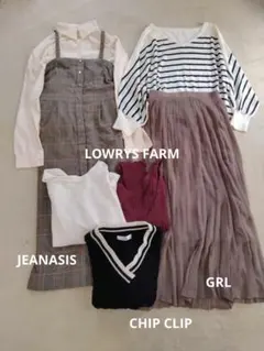 まとめ売り　ナチュラルコーデ　ボーダー　ロングスカート　チェックロングワンピース