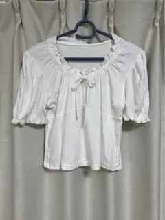 SHEIN シーイン パフスリーブ フリル クルーネック 半袖 Tシャツ