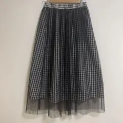 GRL グレイルチュールレイヤードギンガムチェックスカート M k8074n