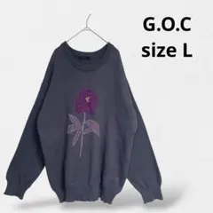 G.O.Cジーオーシー　オーバーサイズ 花柄長袖ニットセーター　ユニセックス