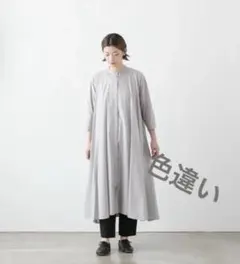 ミズイロインド レースミックススタンドカラーシャツワンピース