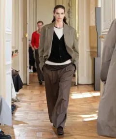 EASY LONG WIDE TROUSERS DARK BEIGE