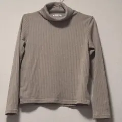 GLOBAL WORK リブ編み タートルネック トップス M ベージュ