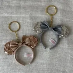 ディズニー キーチェーン カチューシャ ピンクゴールド シルバー 【2個セット】