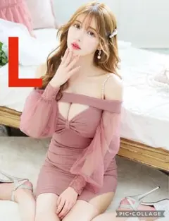 ◇JEWELS ロングスリーブ オフショルダー タイトミニドレス Ｌ