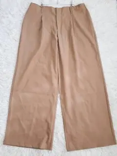 シーイン ワイドパンツ タック入り ブラウン（XL） ゆったり 春秋