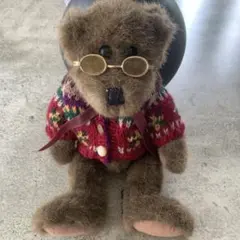 テディベア ぬいぐるみ 眼鏡付き チェック柄リボン 15200→10800 テディベア ぬいぐるみ 眼鏡付き チェック柄リボン 15200→10800