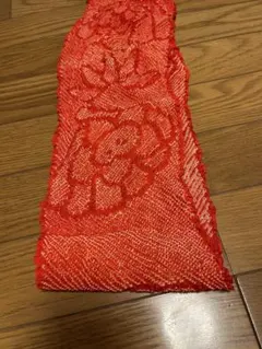 正絹の帯揚げ　赤 絞り 子供用