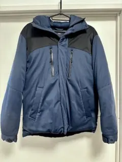 ネイビー/ブラック フード付きダウンジャケット