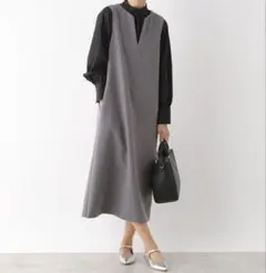 新品　レプシィム　【入卒式／セレモニー】キーネックジャンスカ　グレー