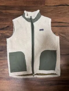 patagonia フリースベスト XXL クリーム/オリーブ
