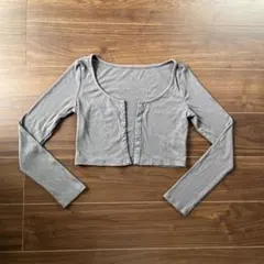 DAZY リブトップス カーディガン グレー