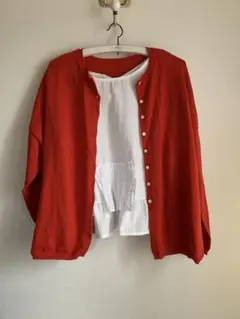 赤 カーディガン コットン100