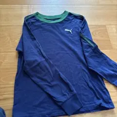 PUMA 長袖シャツ 140 ネイビー/グリーン