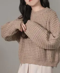 lawgy waffle design knit tops