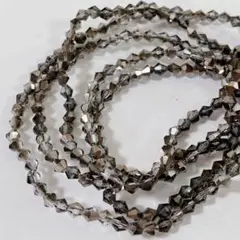 hu449/SALE！ガラスビーズ◇ソロバン形 クリアシルバー系5連