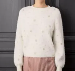 アナイ　アイボリー パール装飾 ニットカーディガン セール】スパンコールツイーディ カーディガン（カーディガン/ボレロ