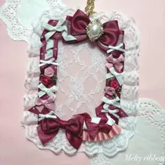 ♡現品限り♡ デコ硬質ケース ワインレッド×アイボリー バラ レース B7