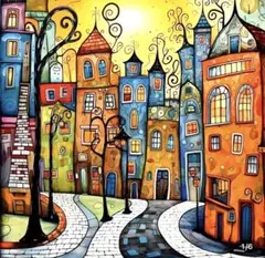 ダイヤモンドアート かわいい街並み 色使いがかわいい ラウンドビーズ