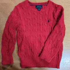 Polo Ralph Lauren レッド ケーブルニットセーター 4/4T