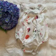 ❤️Rorychenローリーチェン❤️花柄ロンパース フリル付ホワイトサイズ70美品