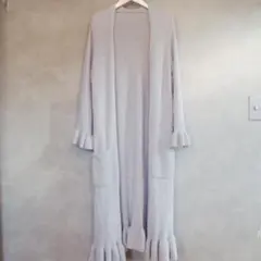 ジェラートピケ パステルパープル フリルガウン もこもこ肌触りの良い素材