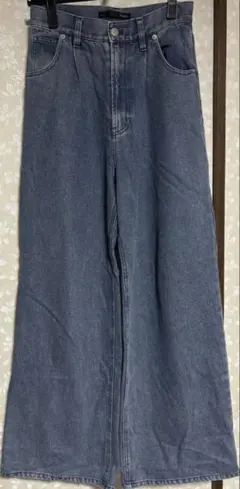 Heather ヘザー/ハイウエストデニムワイドパンツ ケミカルウォッシュ S