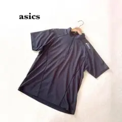 アシックス asics ハーフジップ Tシャツ 半袖 ダークグレー L スポーツ