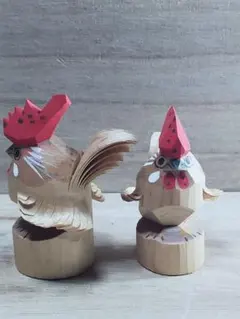 笹の一刀彫り 木製 鶏の郷土玩具 2個セット - メルカリ