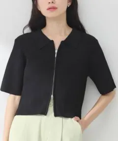 earth music&ecology ダブルジップリブニット カーディガン半袖