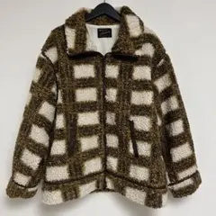 Kastane チェック柄　レディース　ボアジャケット　 フリーサイズ　茶色
