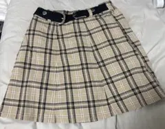 PINK-latte ベージュチェック柄ミニスカート