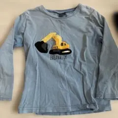 ショベルカー刺繍のライトブルーTシャツ