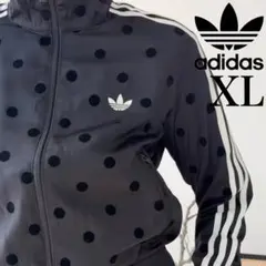 新品XL⭐️adidasサテン水玉 トラックトップ ブラック Polka Dots