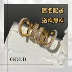 ボリューム　イヤーカフ　ゴールド　パール　片耳　3連　ピアス　イヤリング