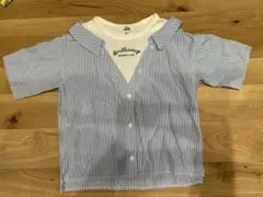 140センチ　半袖　　シャツTシャツ　ブルーストライプ