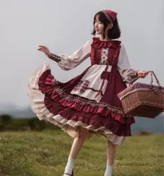 赤ずきん コスプレ ゴスロリ・ロリータドレス ワインレッド