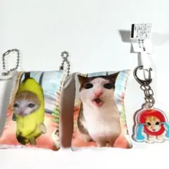【新品未使用】猫ミーム　キーホルダー　3つセット
