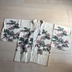桃桜木柄クリーム色羽織　美品