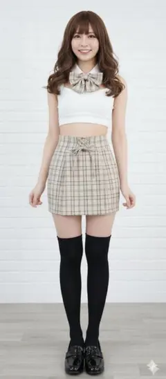 コスプレ 3点セット チェック柄 ミニスカート リボン タイ エロカワ